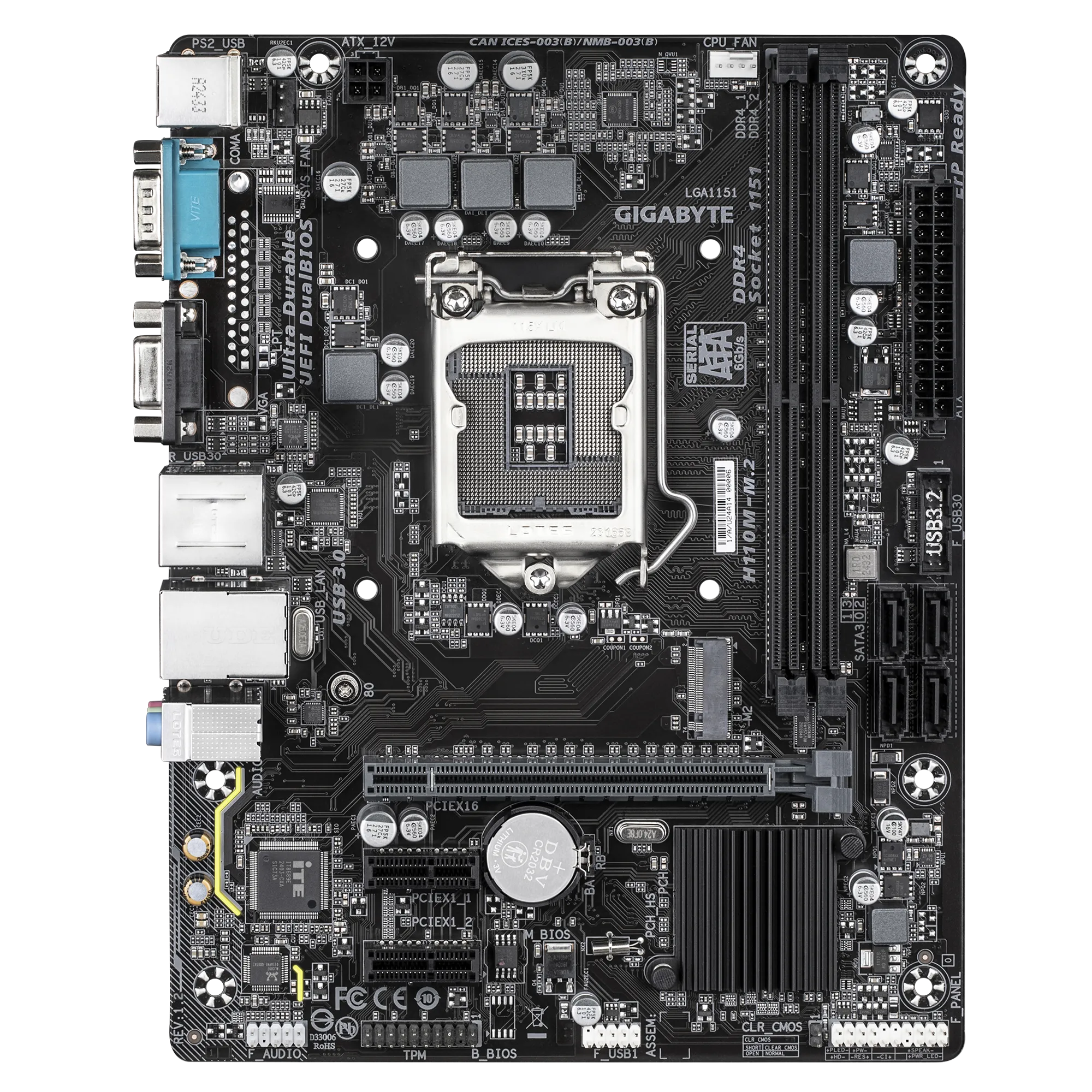 Used Gigabyte H110 Motherboard – Intel 6th Gen Support | DDR4 | M.2 SSD Ready - Image 2