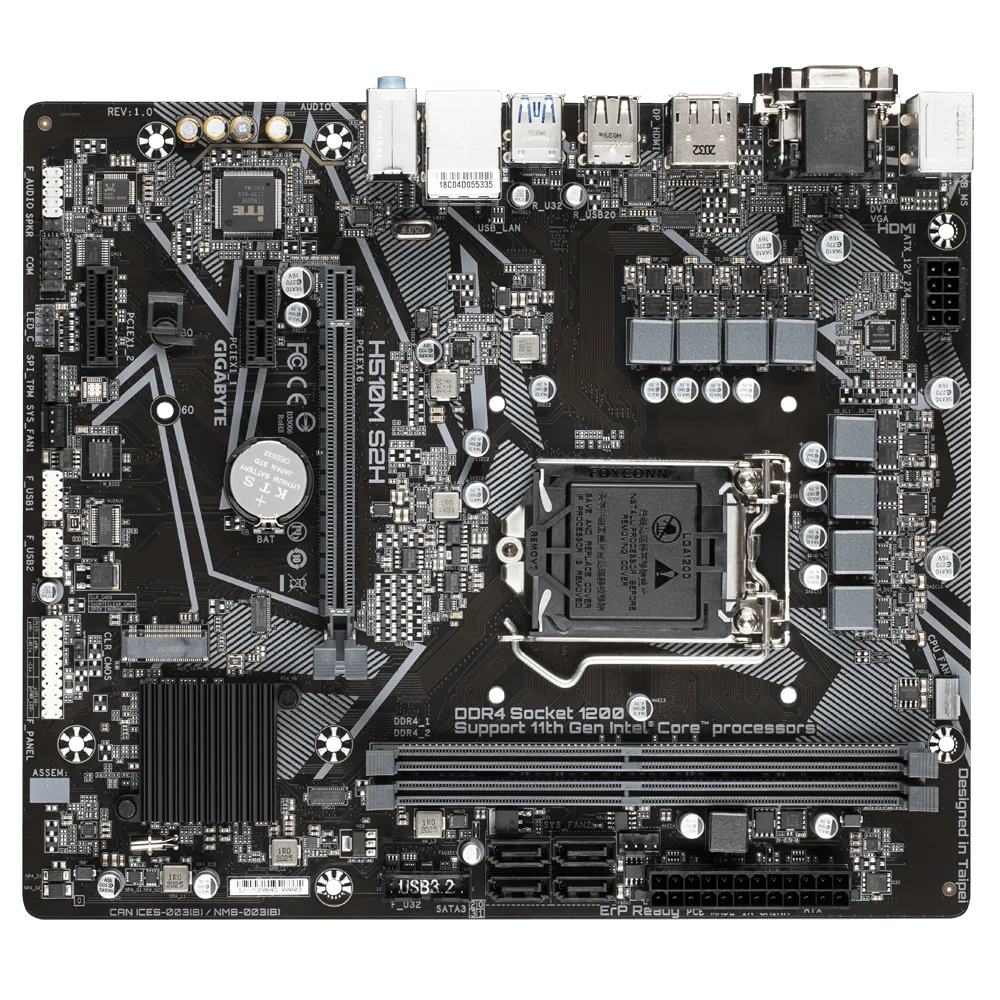 Gigabyte H510 Motherboard – Intel 10th & 11th Gen Support | DDR4 | High Performance Used - Image 2