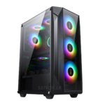 RUIX HAUIN Black Full Tempered Gaming Casing – RGB Mid Tower Gaming Case Sri Lanka