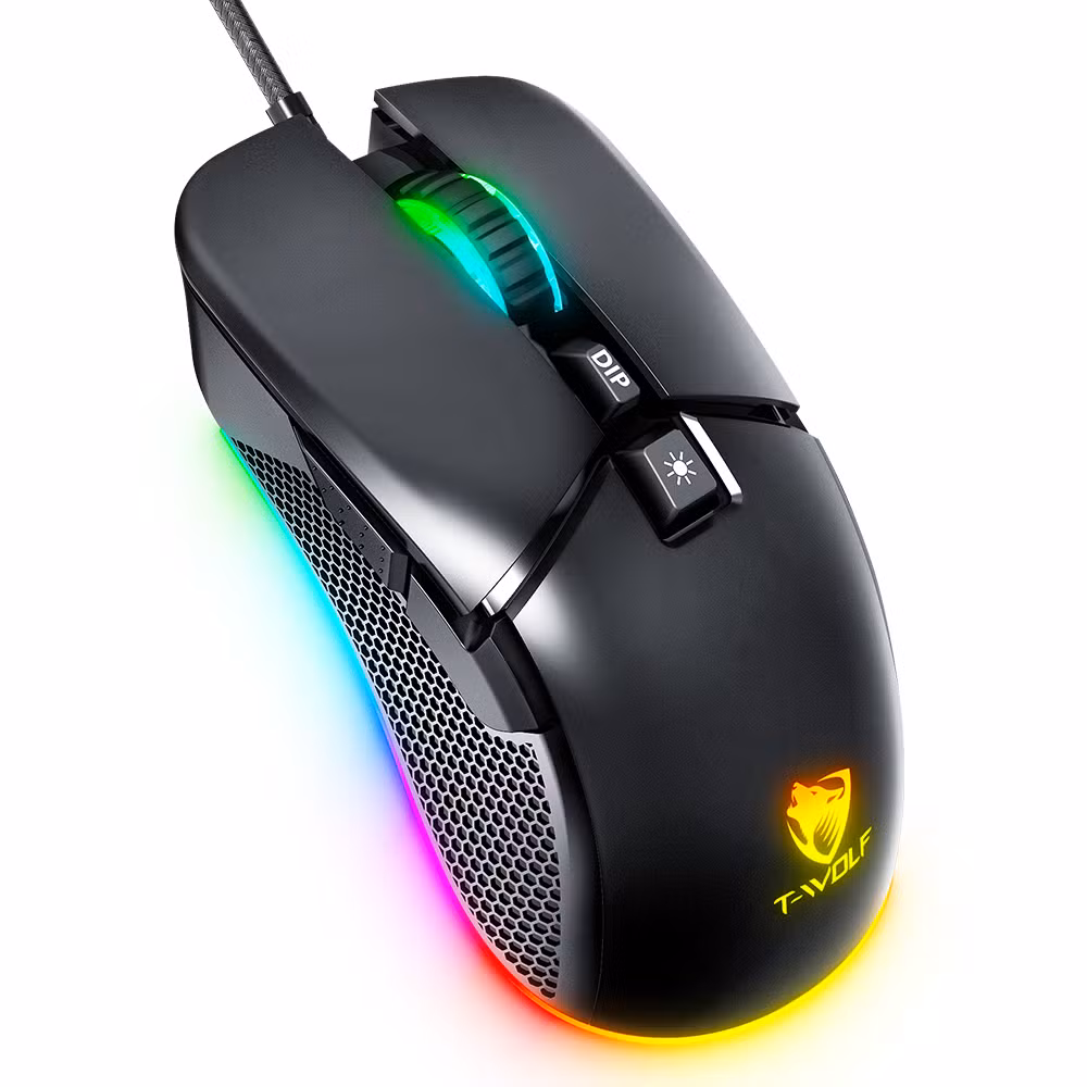 T-WOLF Wired Gaming Mouse – High Precision RGB USB Gaming Mouse for PC